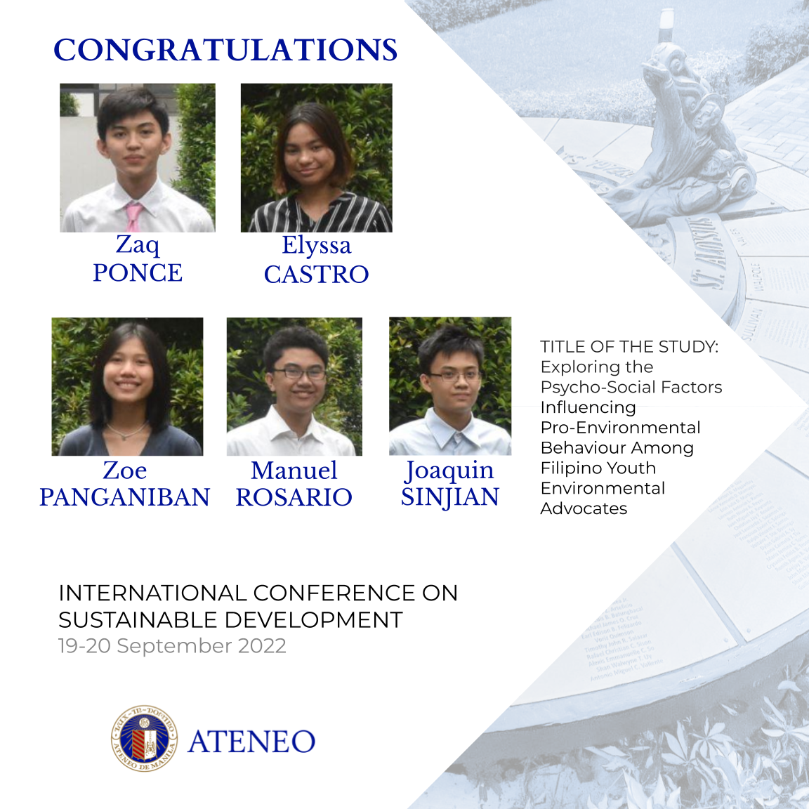 Zaq Ponce, Elyssa Castro, Zoe Panganiban, Manuel Rosario & Joaquin Sinjian of STEM/12-Solinas