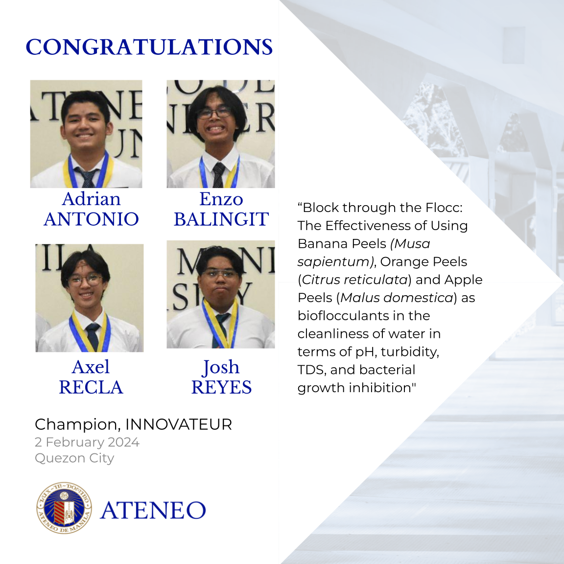 The Innovateur champions