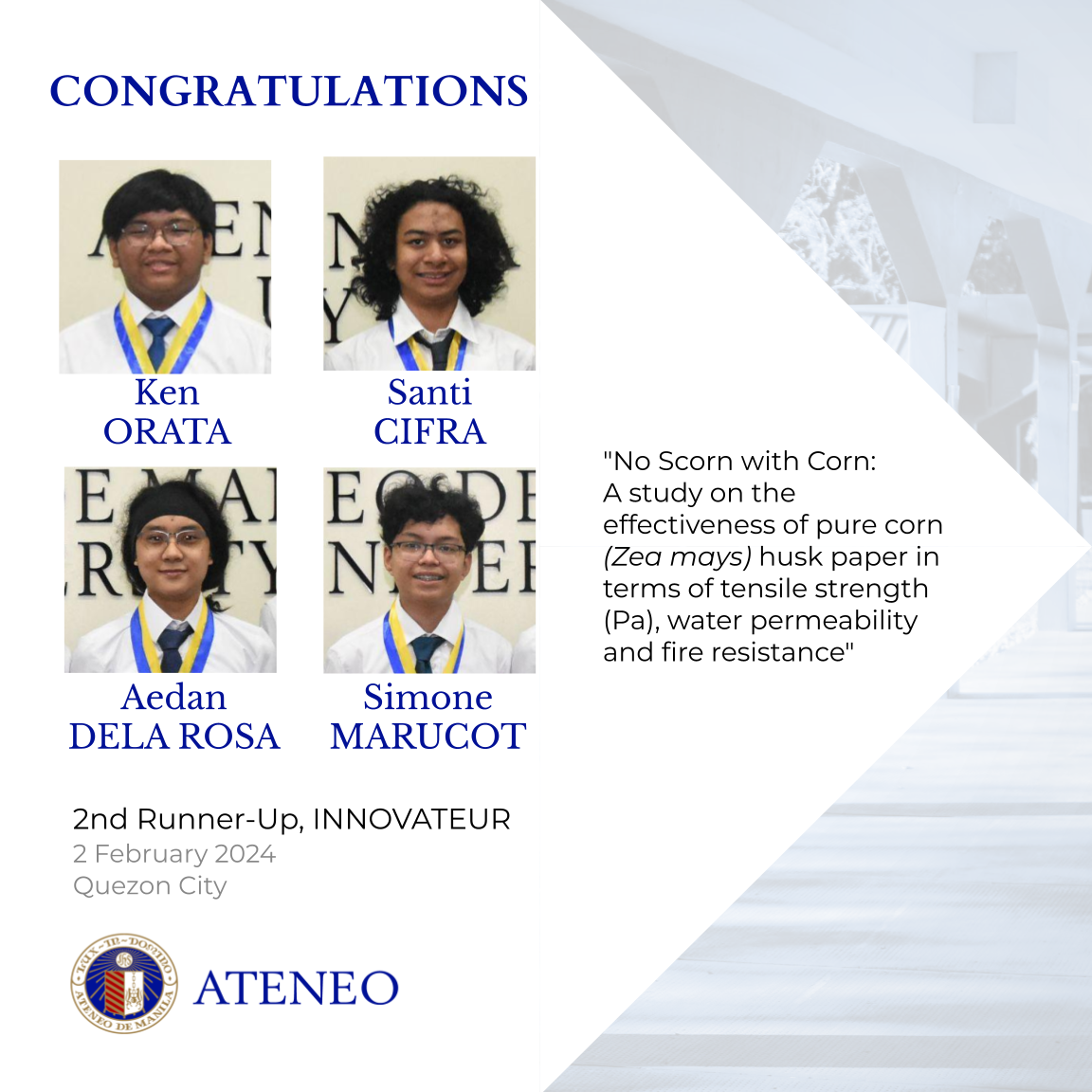 The Innovateur 3rd placers