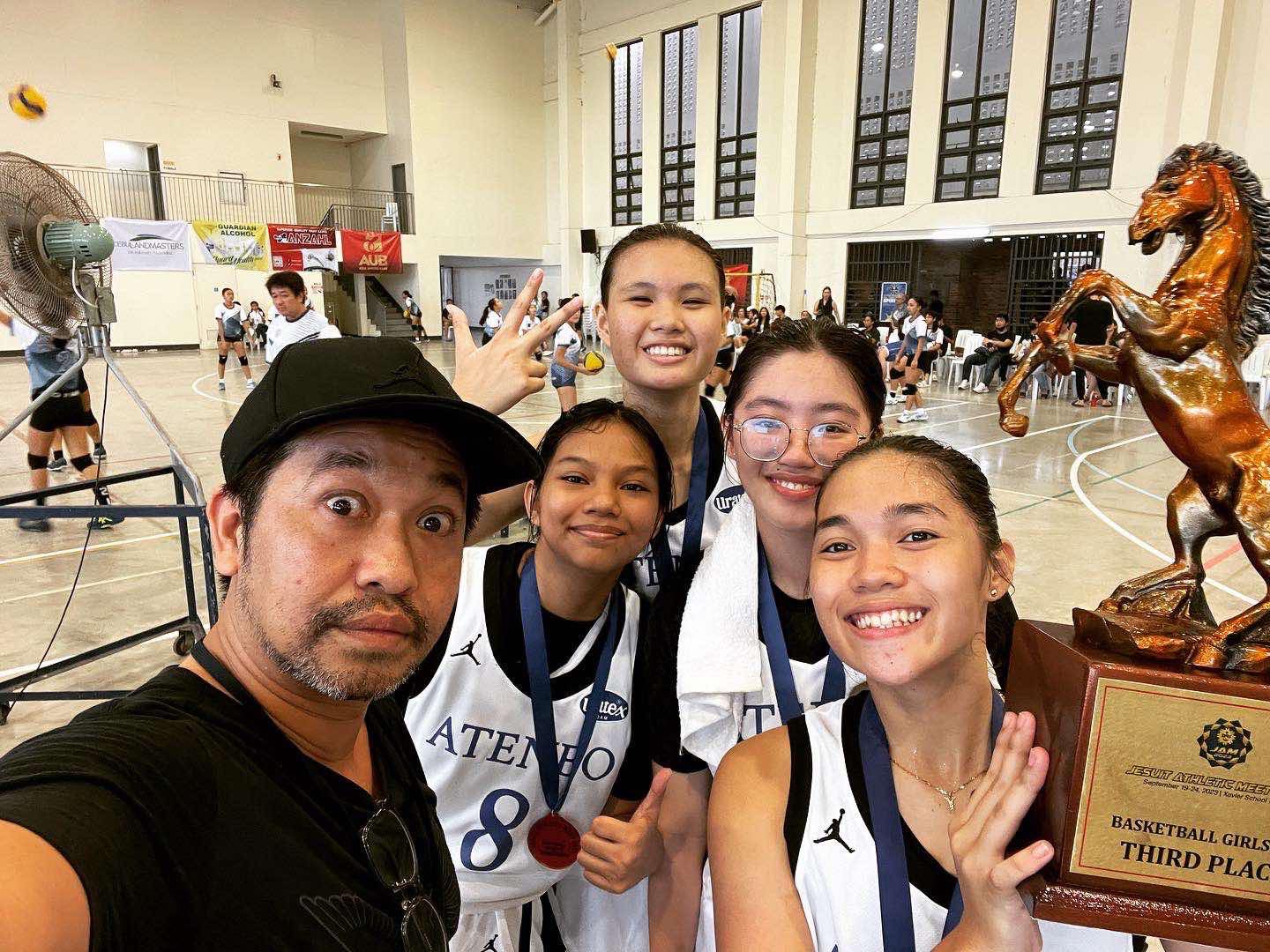 From left: Coach PJ Navarro, Ariana Reyes, Isis Alexi Alcantara, Mikaela Tiu, Lauren Lopez   