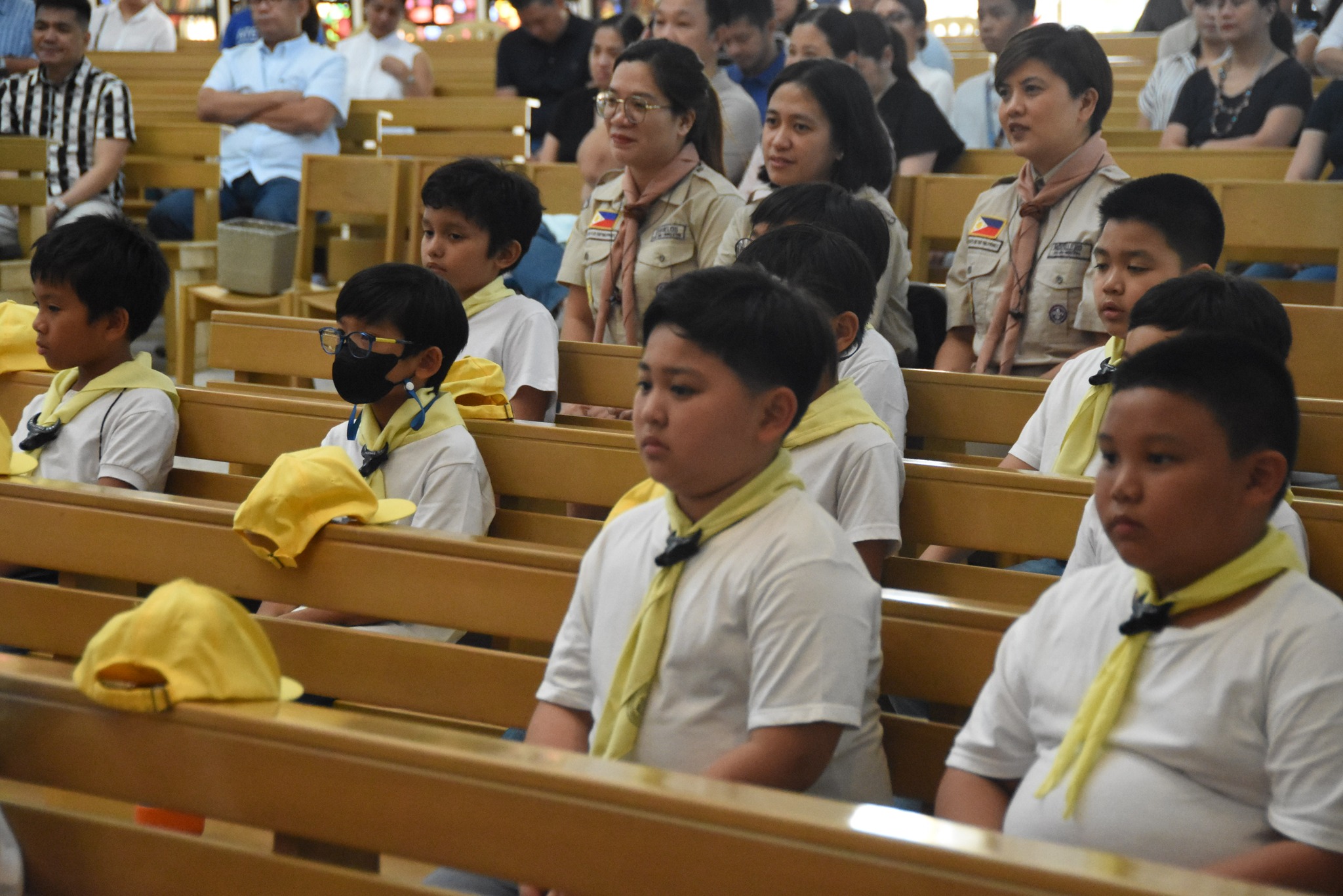 Kab Scouts wearing their yellow neckerchiefs with pride