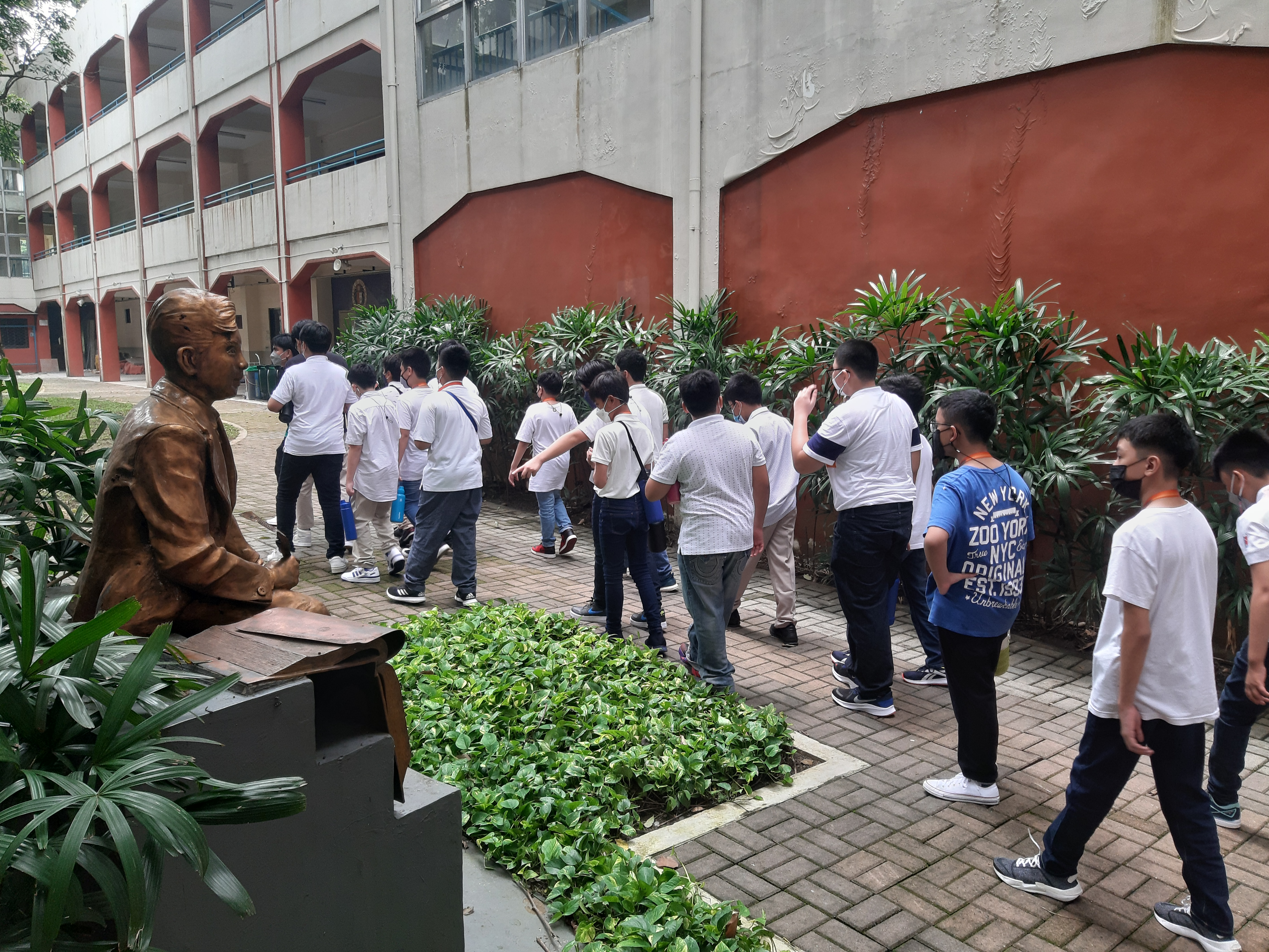 Montserrat boys under Jose Rizal's watchful gaze