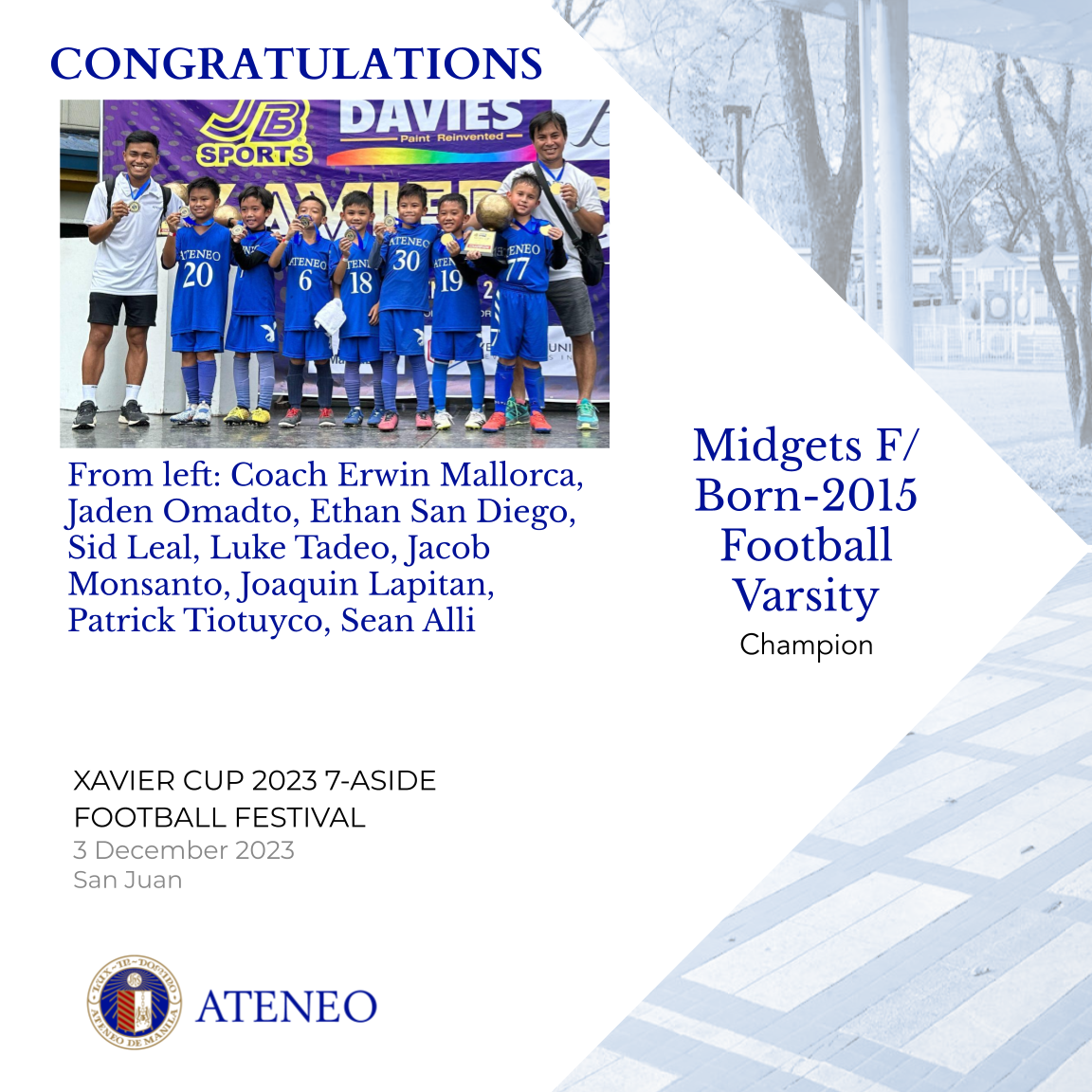 The Midgets F/ Born-2015 Xavier Cup champs