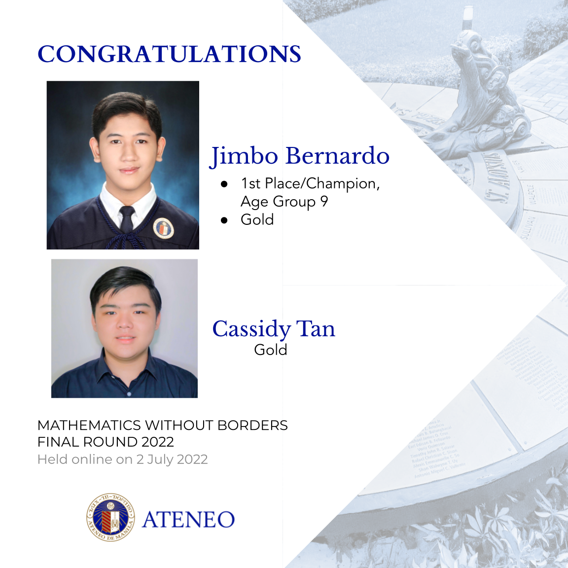 Jimbo Bernardo and Cassidy Tan are MWB Final Round 2022 gold awardees