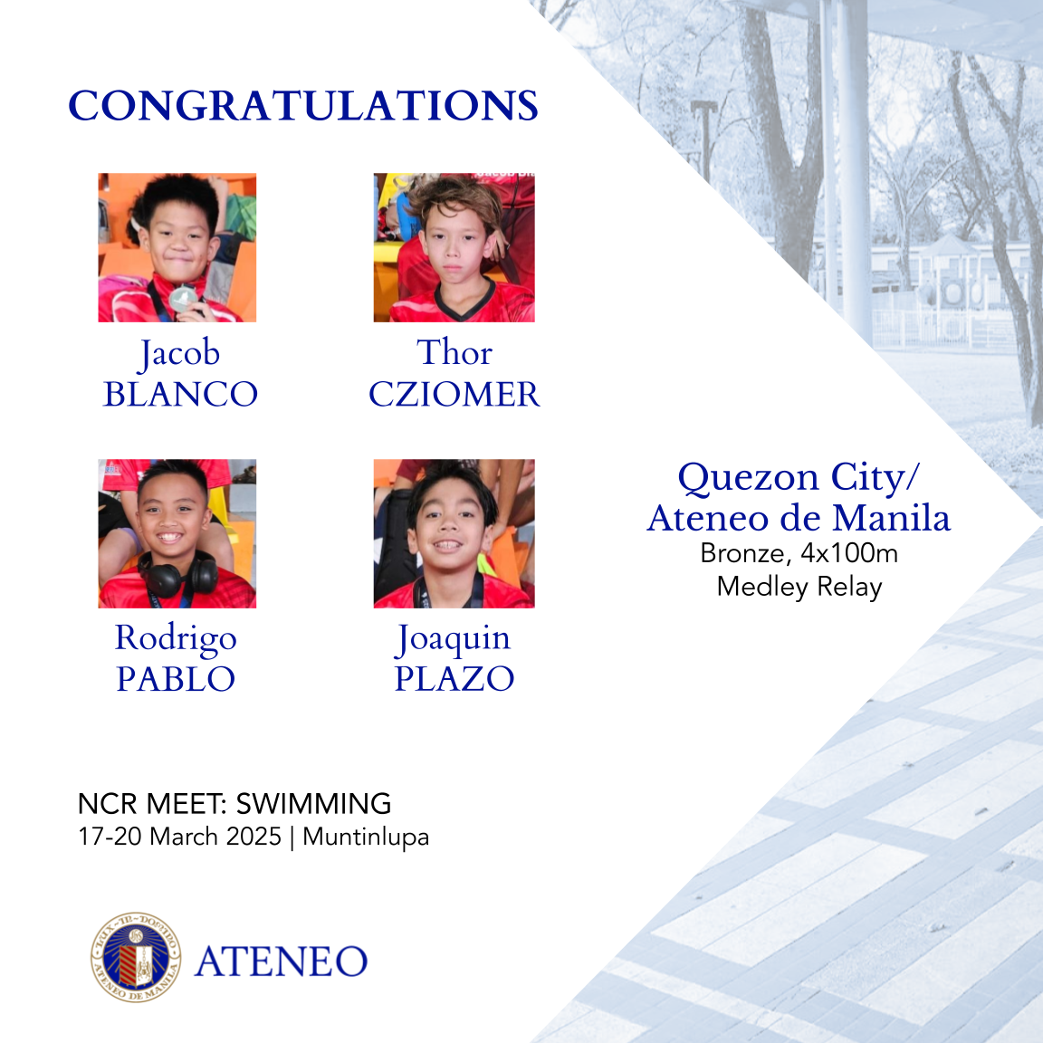 The Ateneo/QC bronze-winning relay team
