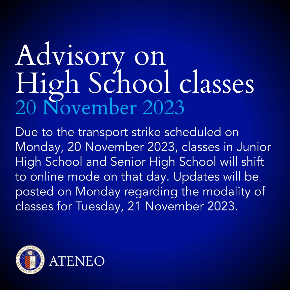 Online modality on 20 November 2023 for AJHS and ASHS