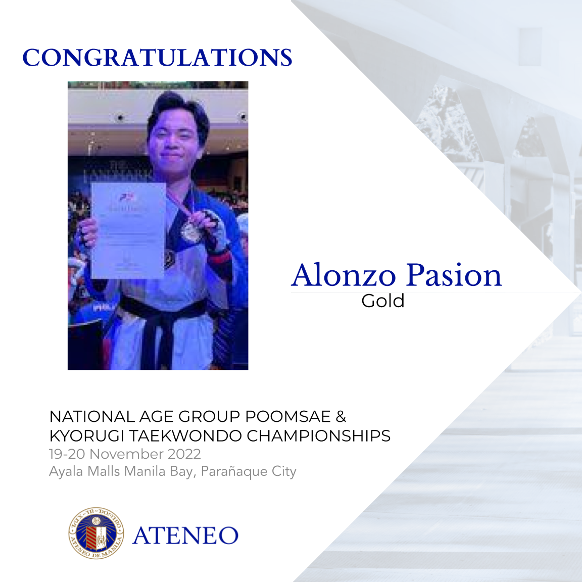 Gold medalist Alonzo Pasion