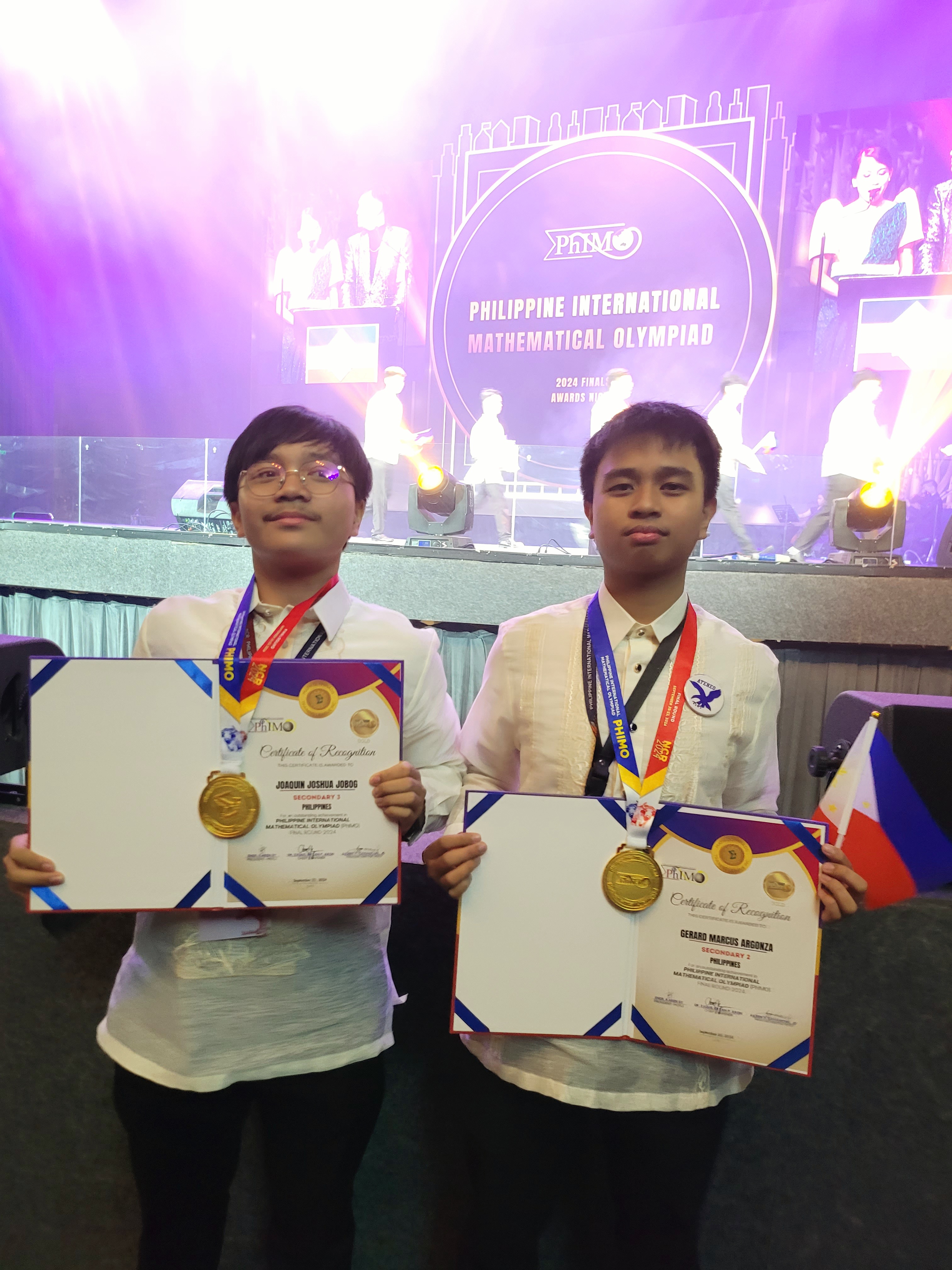 PhIMO Final Round gold medalists Joaquin Jobog (left) and Gerrico Argonza