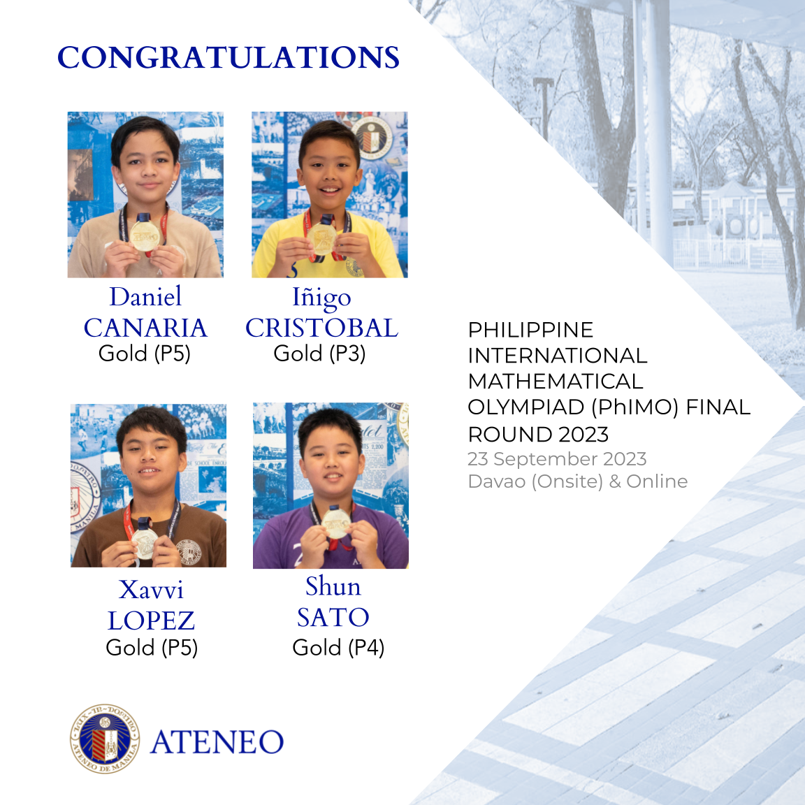 PhIMO Final Round 2023 gold medalists