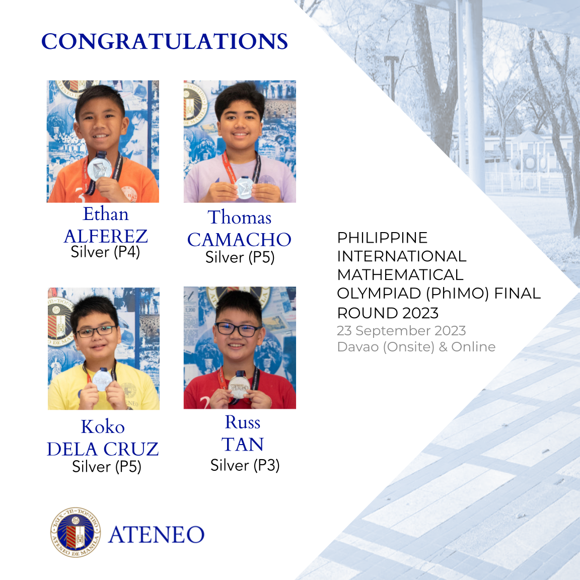 PhIMO Final Round 2023 silver medalists