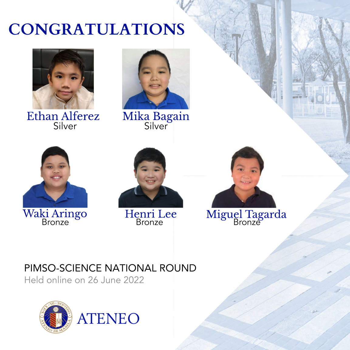 AGS' PIMSO-Science national round awardees