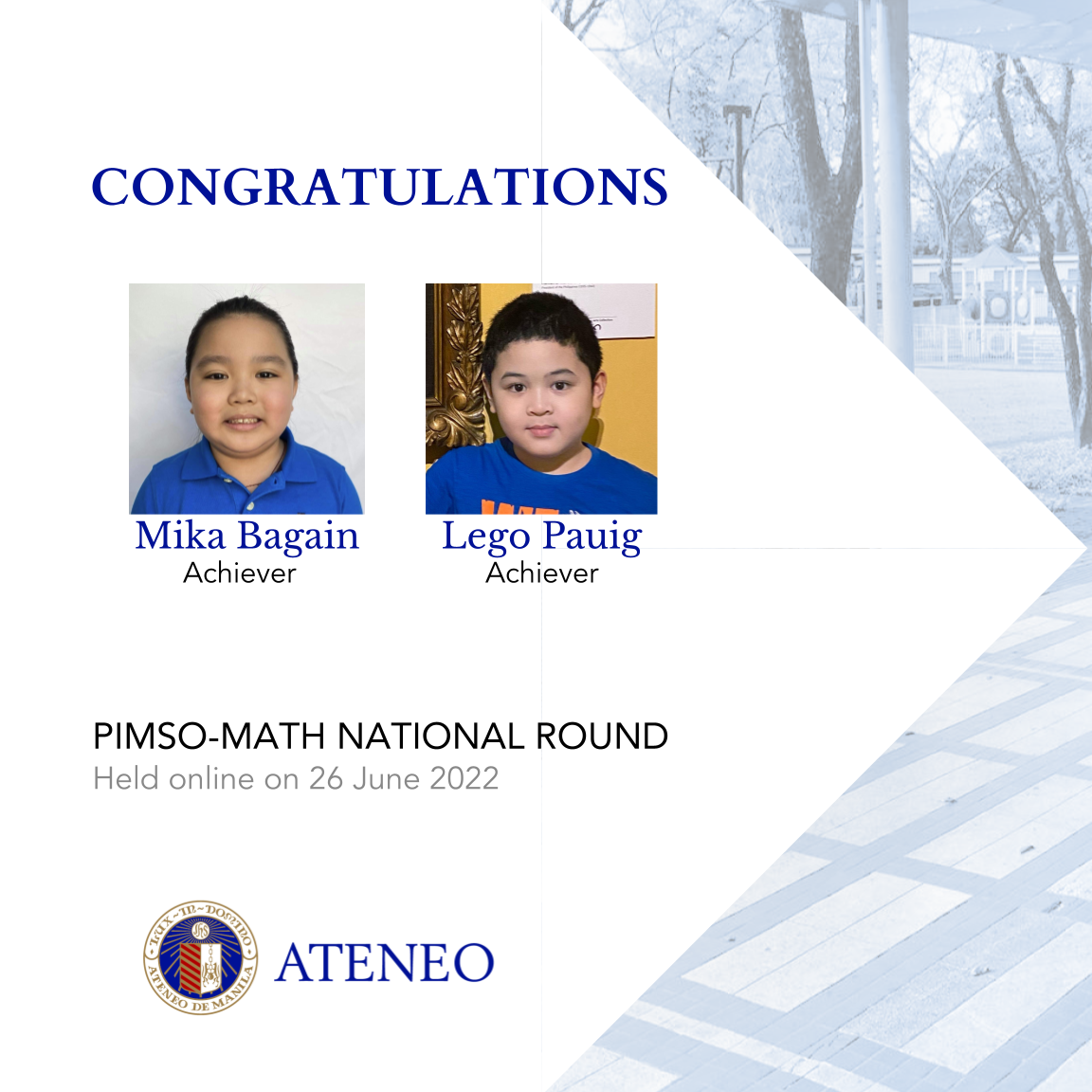 AGS' PIMSO-Math national round awardees
