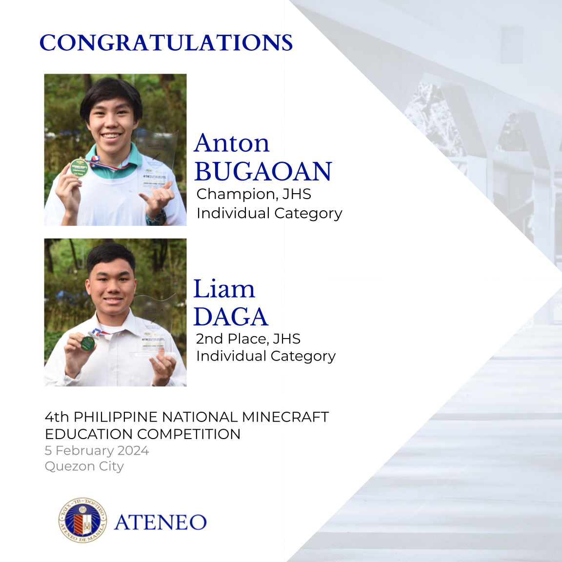 the individual category winners