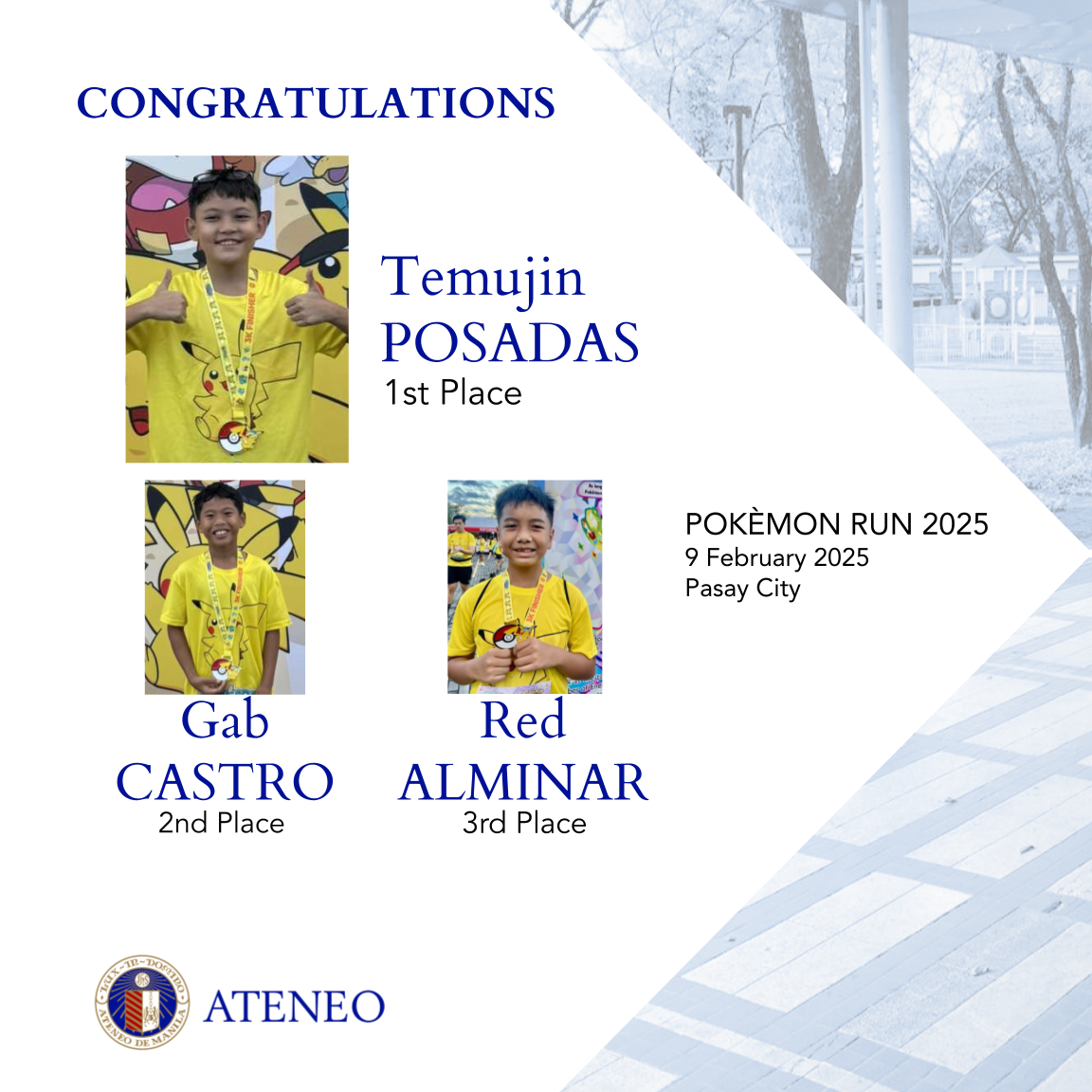 AGS athletes swept the top3 of the Pokèmon Run 2025