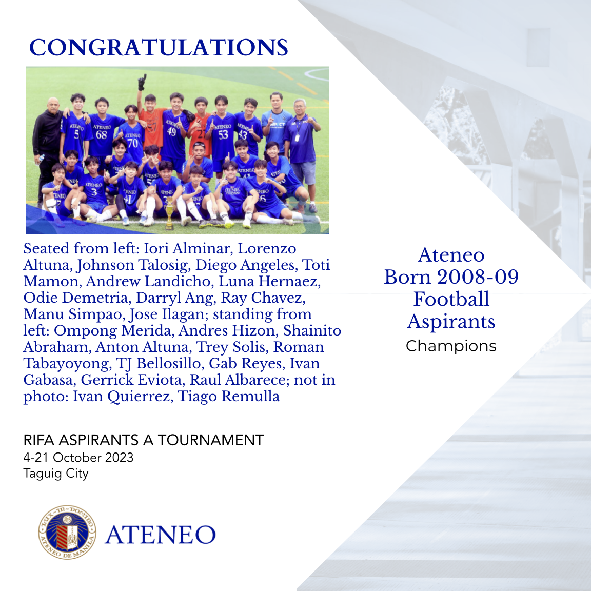 The RIFA Aspirants A champions