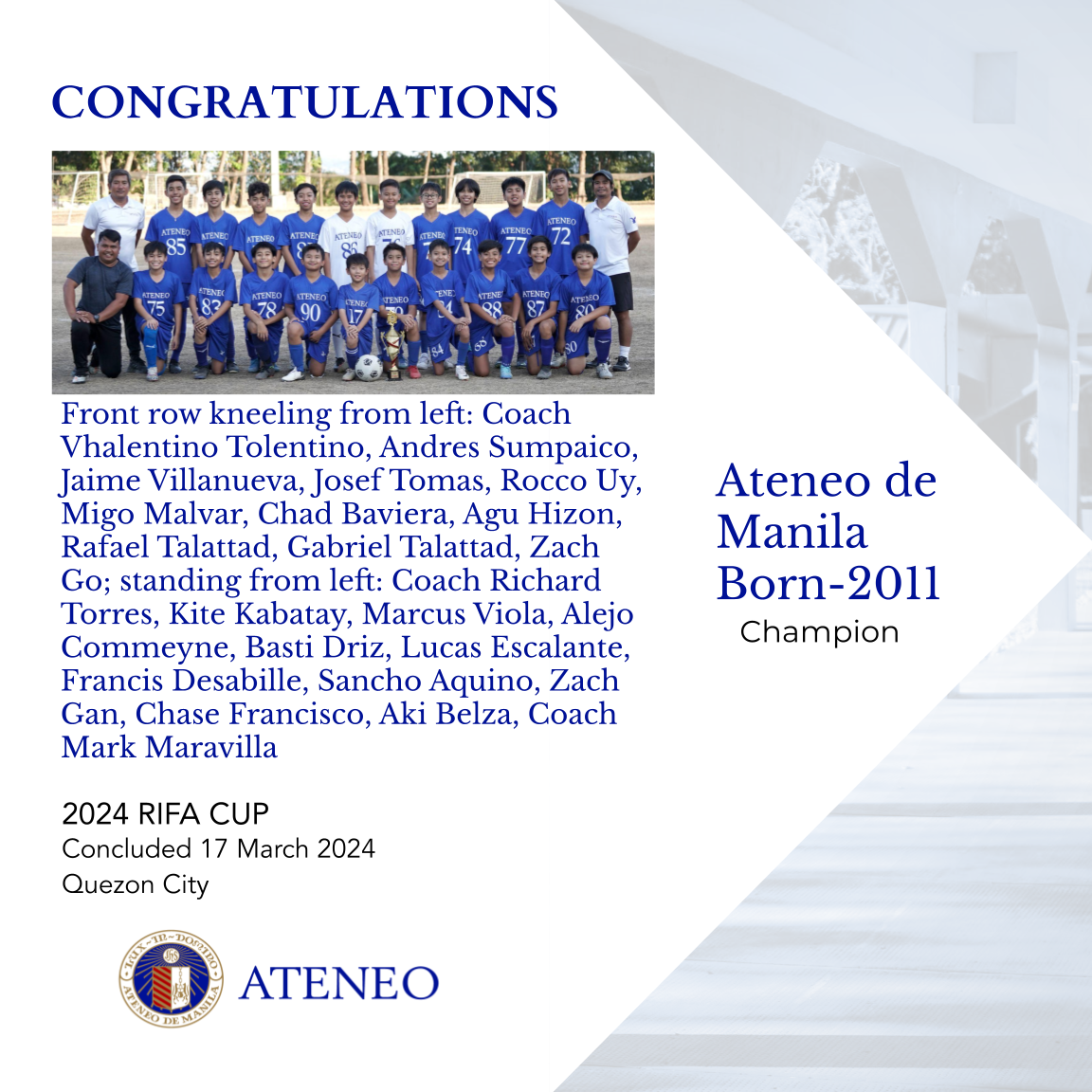 RIFA Cup Born-2011 champions 