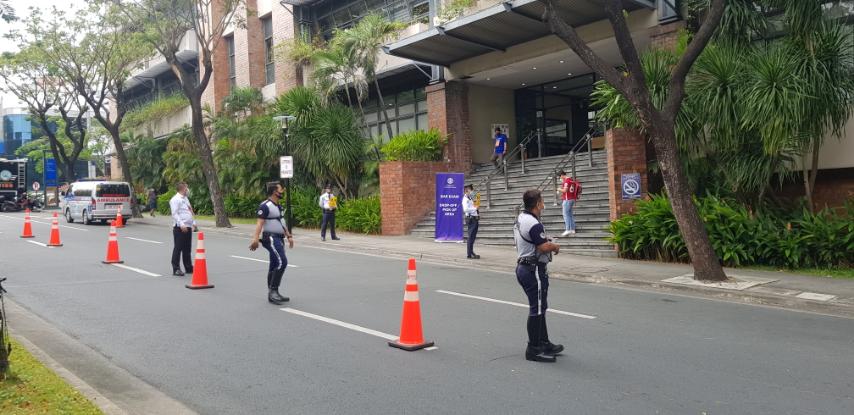 Set-up outside APS building