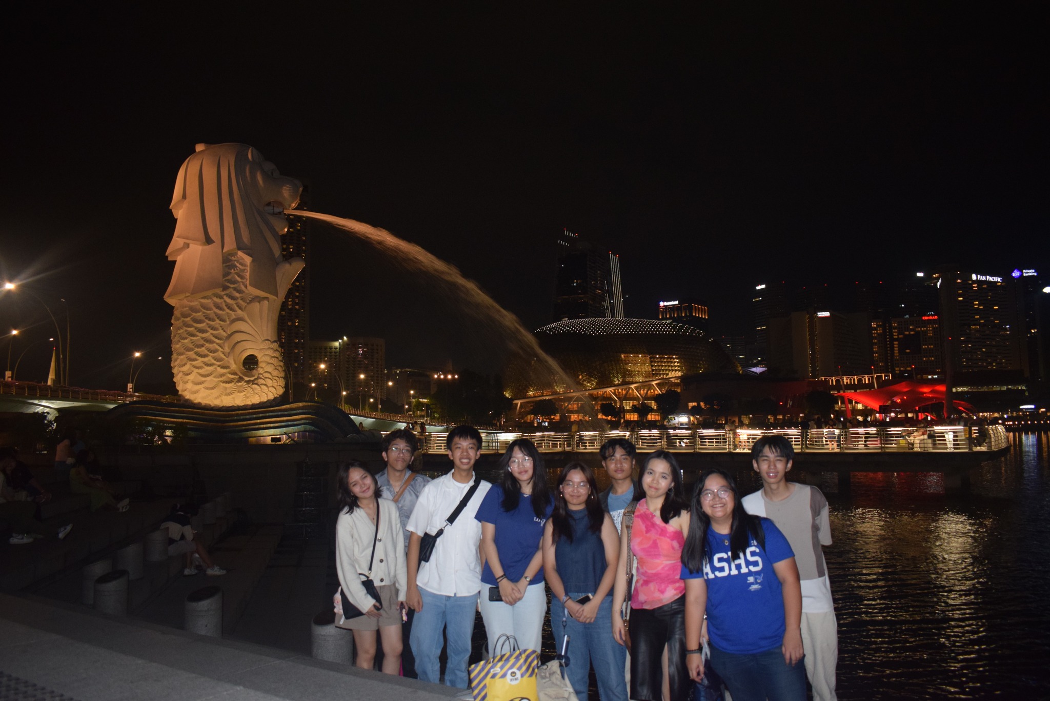 The ASHS contingent in Singapore for SISDC: Vi Valera, Sian Transmontero, Jesu Manzano, Dior Gothong, Kai Cabrera, Mico Siosana, Arianne Co, Ms. Marydel Alaba (ASHS Debate Varsity Moderator and chaperone), and Josh Ong Ante
