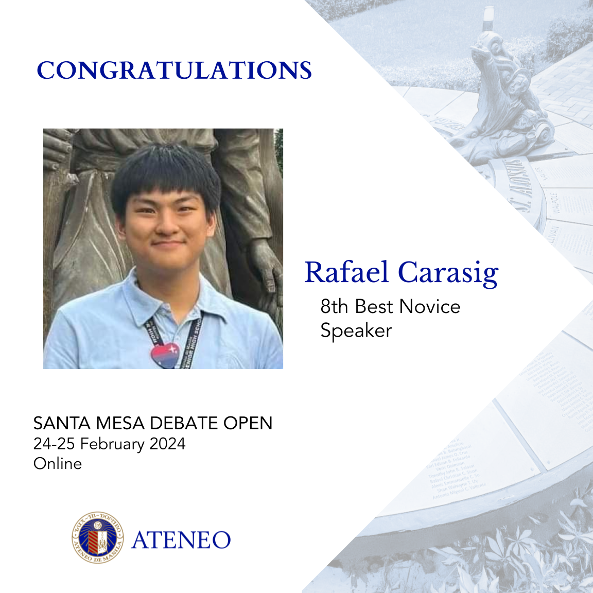 Rafael Carasig, 8th Best Speaker