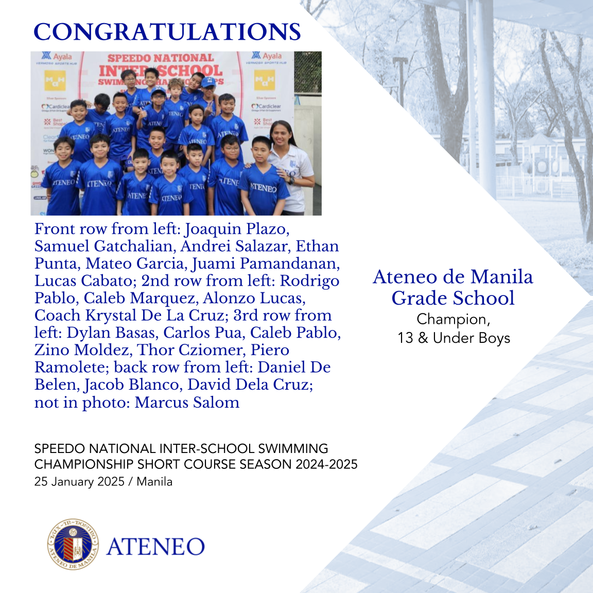 AGS swimmers team slide