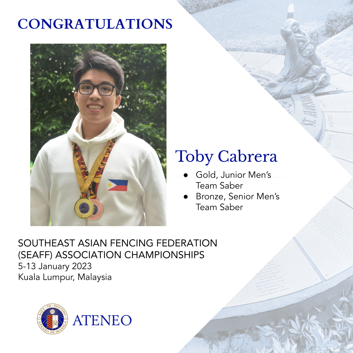 Gold and bronze medalist Toby Cabrera 