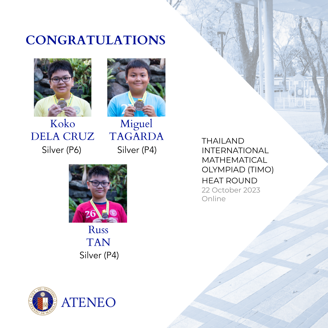 TIMO heat round silver medalists