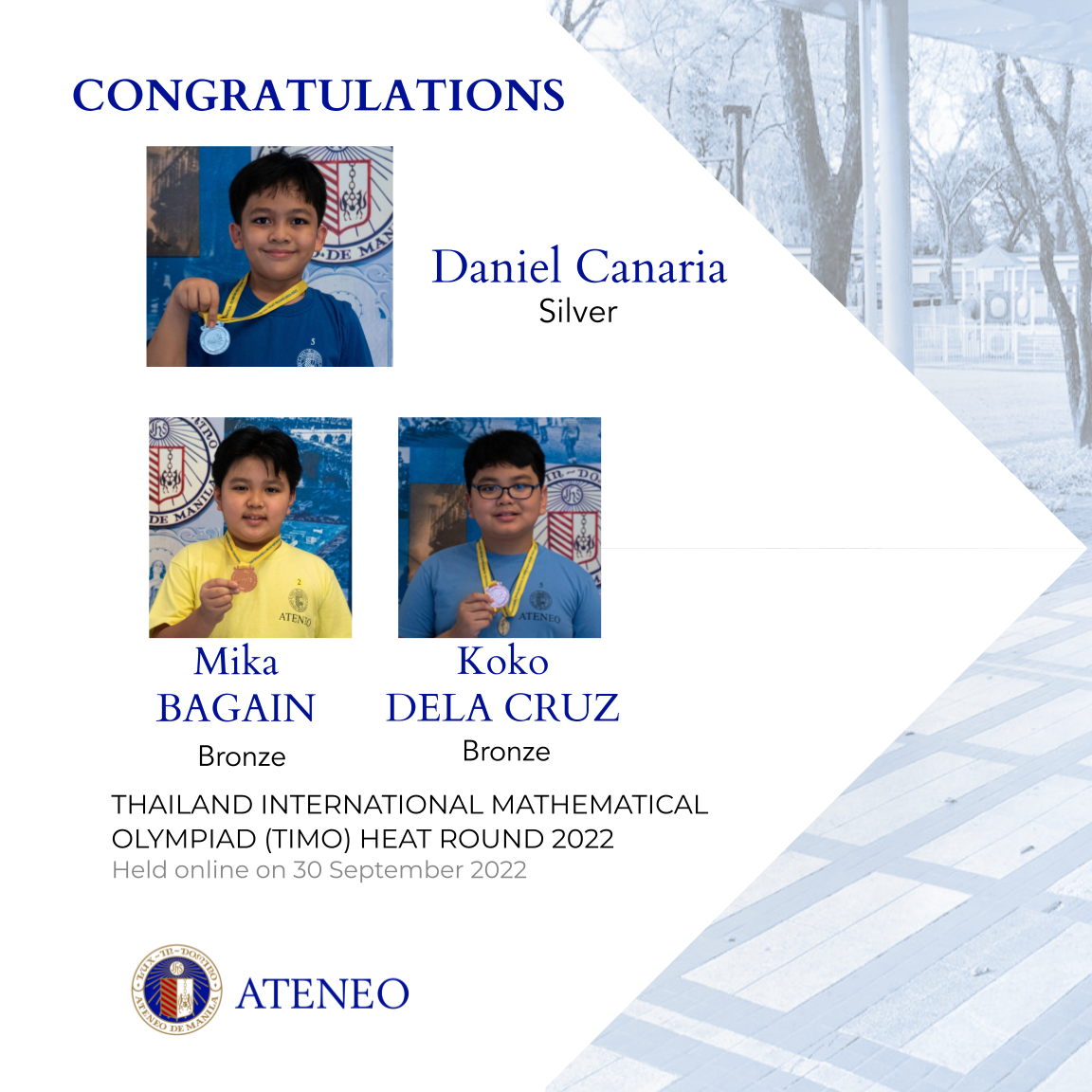 The AGS' TIMO heat round medalists 