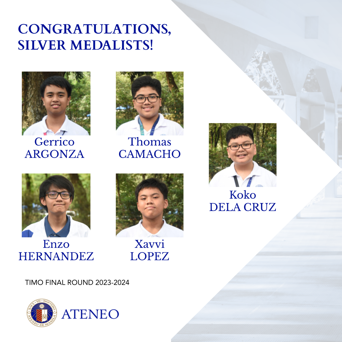 TIMO final round silver Camacho Dela Cruz Lopez Xavvi Enzo Hernandez