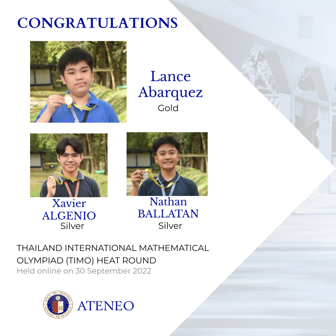 The AJHS TIMO heat round medalists 