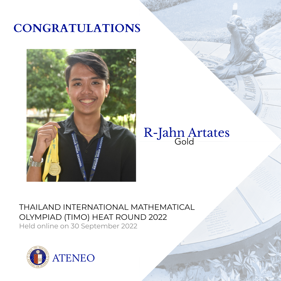 TIMO heat round gold medalist R-Jahn Artates