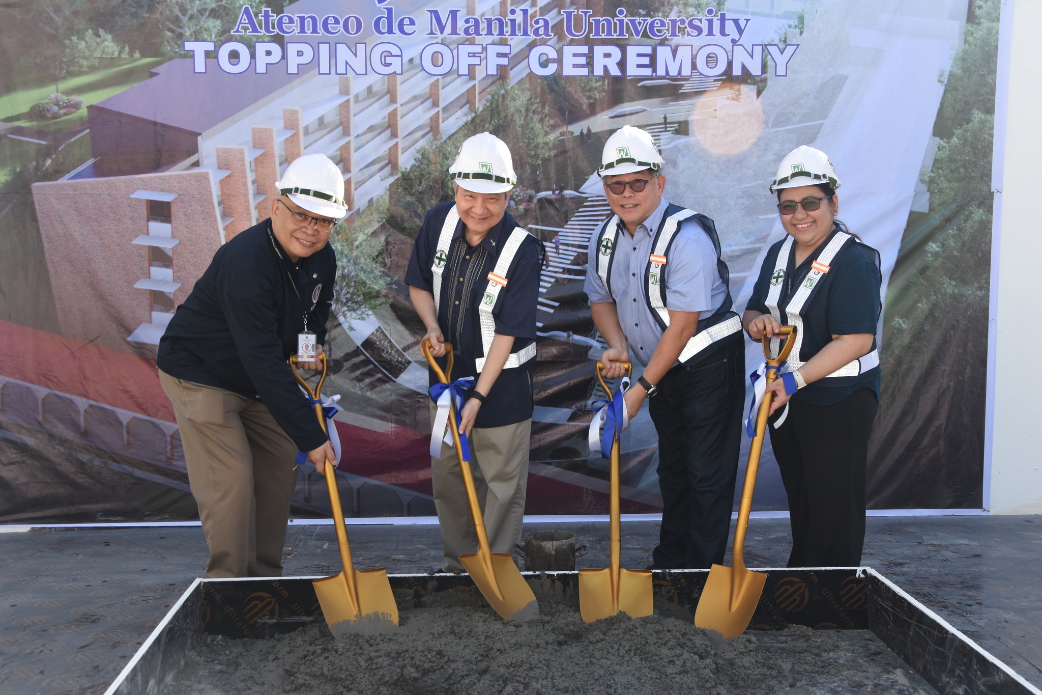 (L-R) Fr Jonjee Sumpaico SJ, Fr Bobby Yap SJ, Rudy Ang, Gen Sanvictores