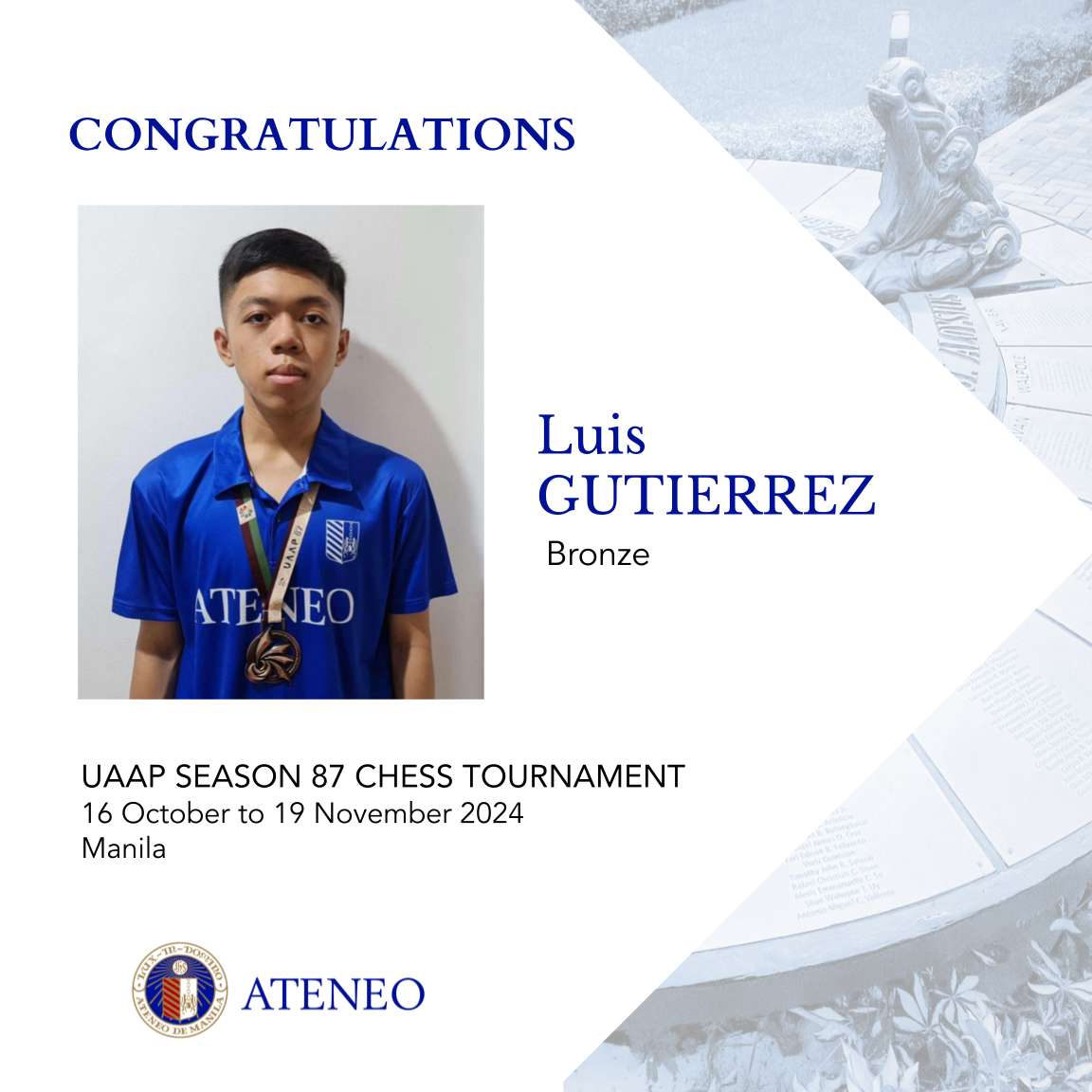 ASHS chess medalist Luis Gutierrez