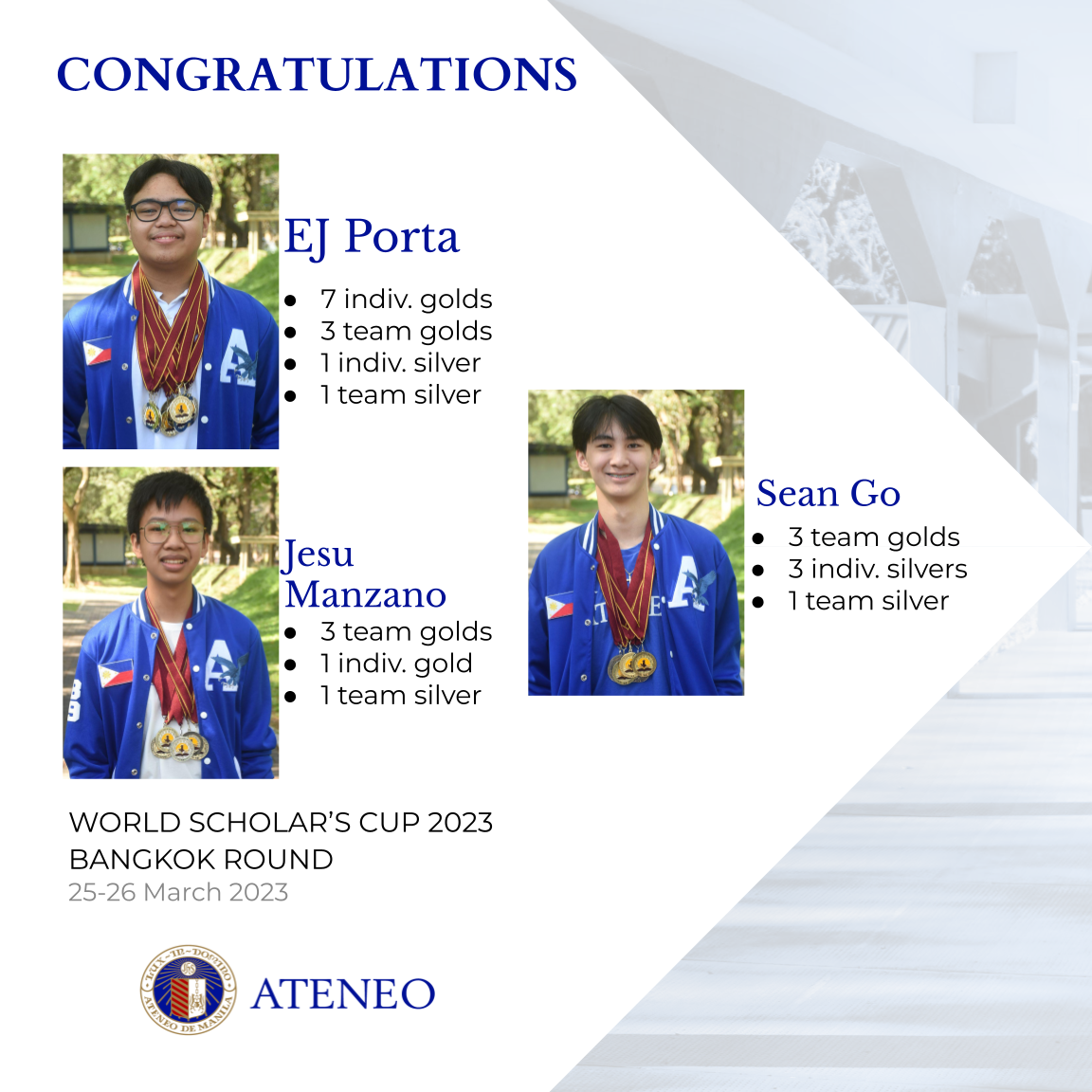 The AJHS medalists from the WSC Bangkok Round 2023
