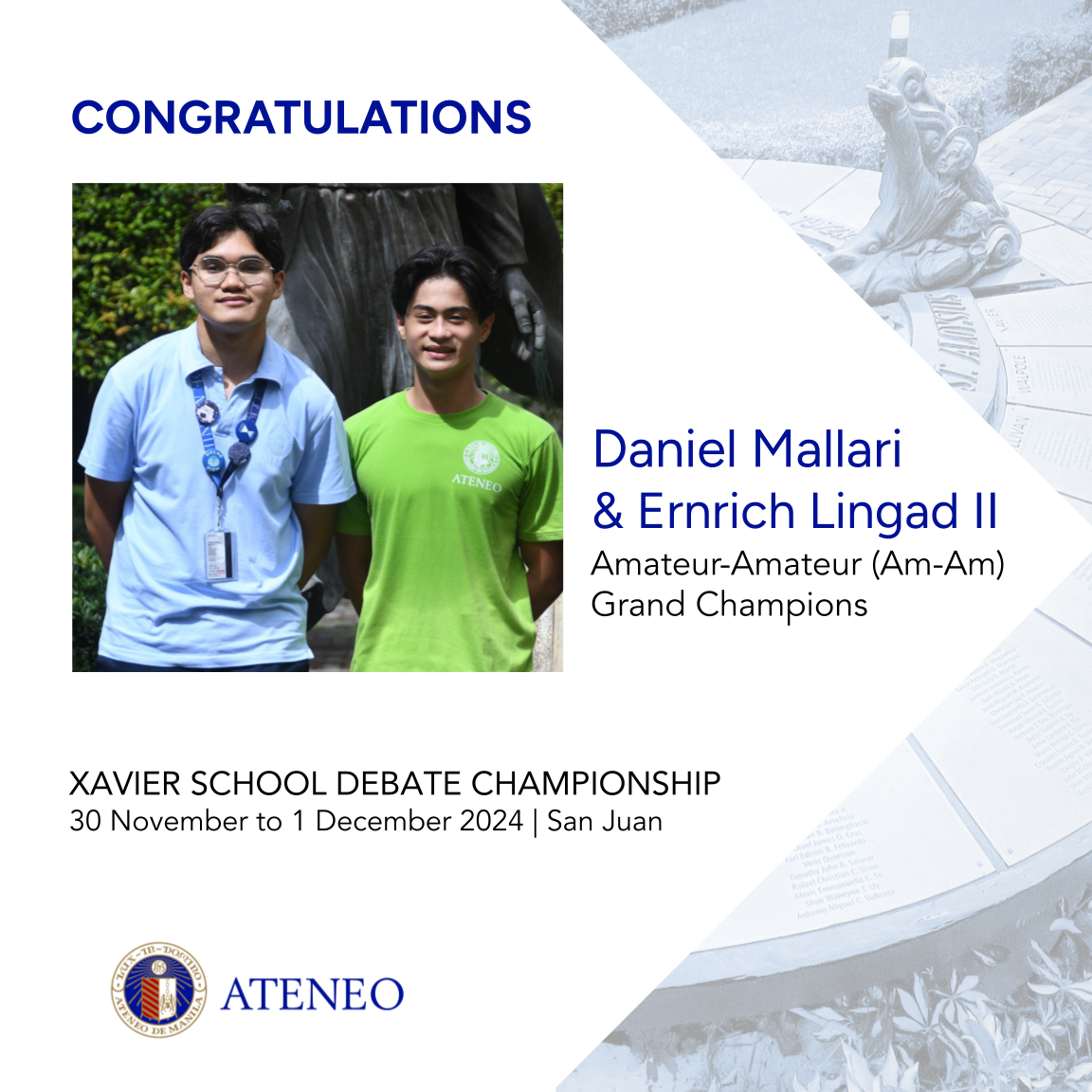 XSDC champions Ernrich Lingad II and Daniel Mallari