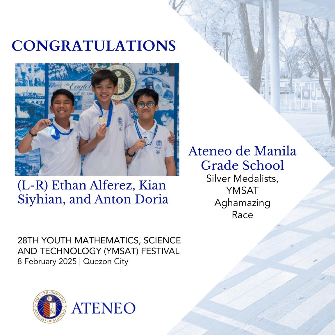 Ethan Alferez, Anton Doria, Kian Siyhian placed second in PSHS' "Aghamazing Race"