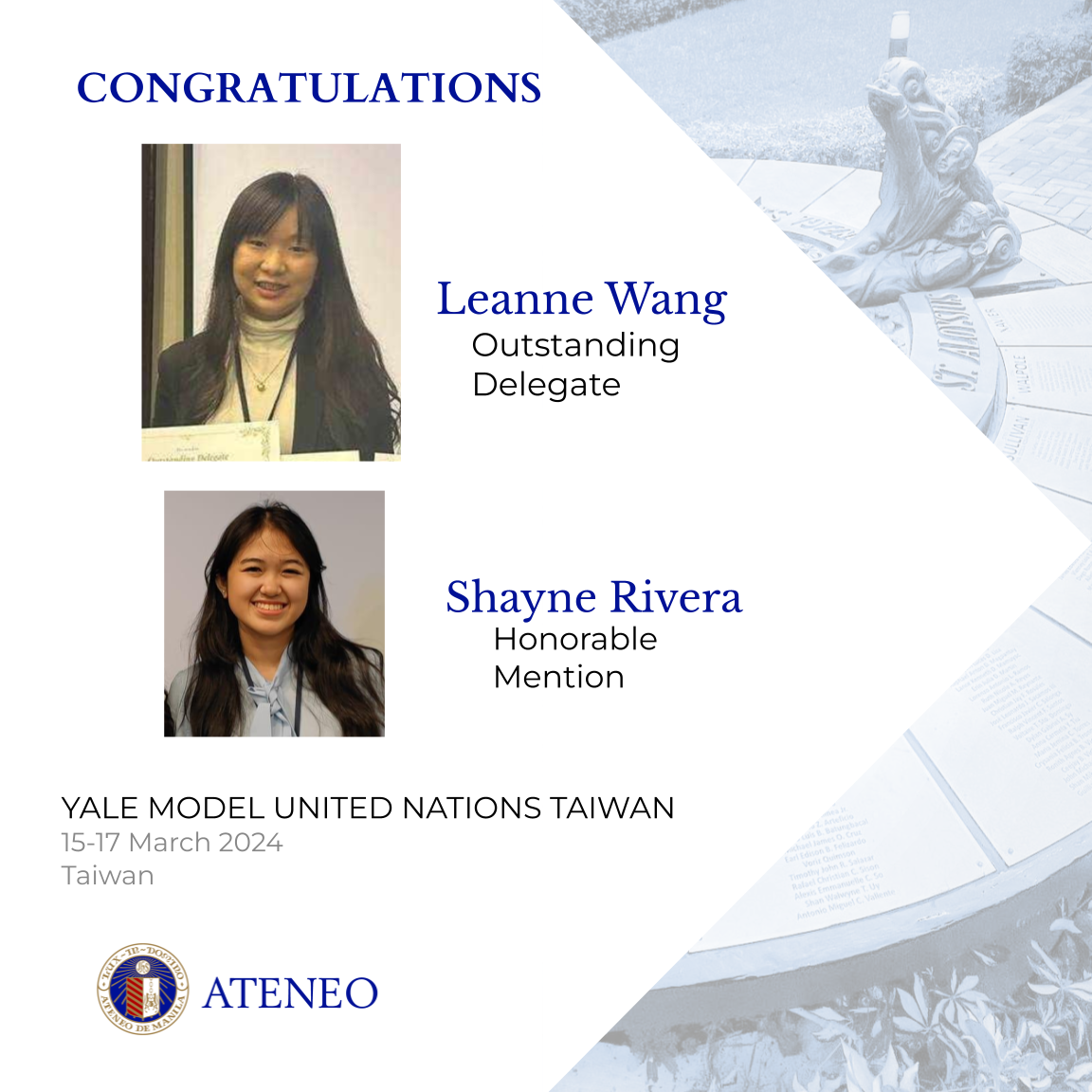 The ASHS winners of the Yale Model UN Taiwan X conference