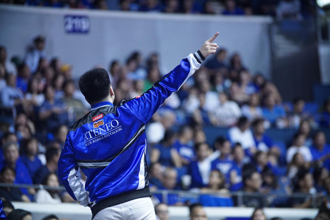 A Blue Babble Battalion member at Araneta Coliseum during a UAAP game, 2019