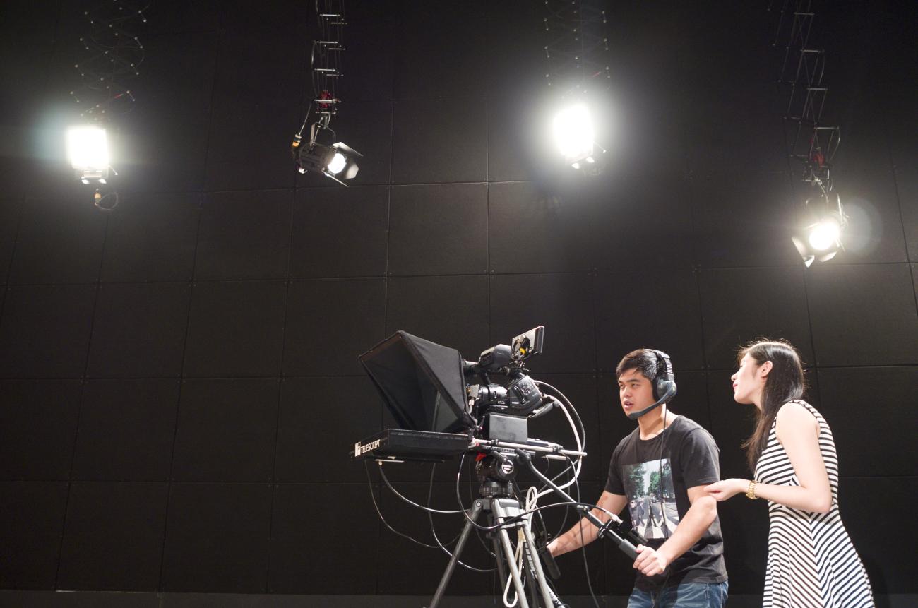 Students at the communication studio