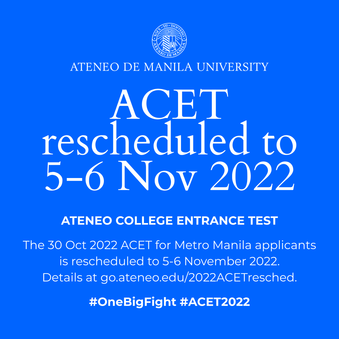 2022 ACET rescheduled