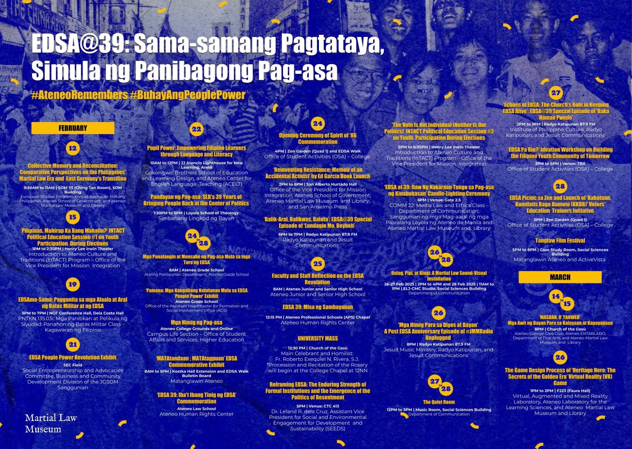 EDSA@39 Calendar of Events