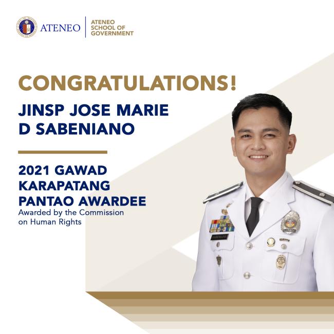 ASOG alumnus JINSP Sabeniano receives prestigious CHR award