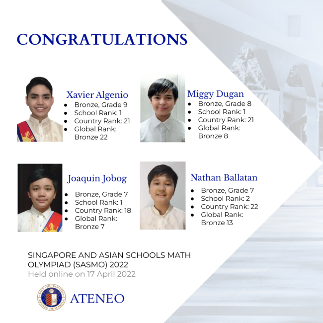 Xavier Algenio, Miggy Dugan, Joaquin Jobog, Nathan Ballatan  