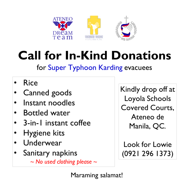 Call for In-Kind Donations_Typhoon Karding