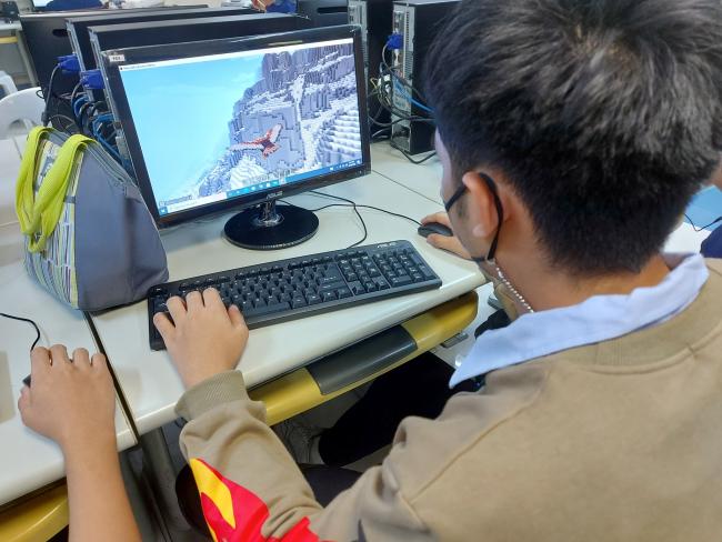 AJHS student playing “Frozen Planet II” as an eagle  