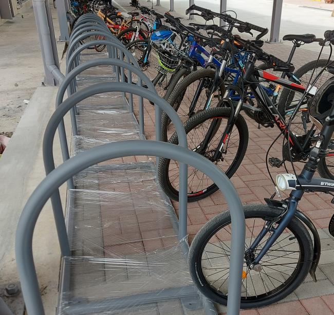 The ASHS's new bike racks are a donation of BS ME '77.