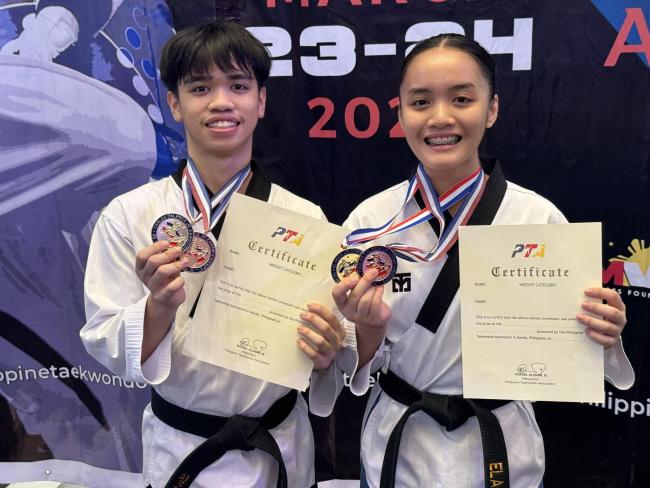 Mixed pair poomsae gold medalists Llarena & Borres 