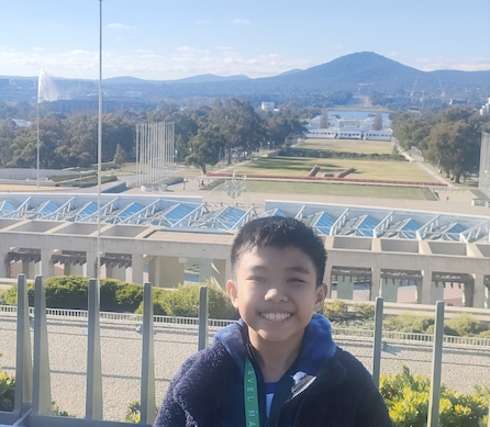Julian German on the roof deck lawn of Parliament House in Australia