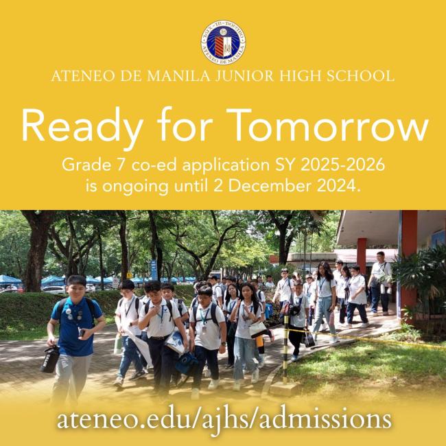 AJHS Grade 7 Application for SY 2025-2026 closes on 2 December 2024