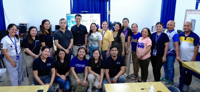 A group photo of the AIPO team with Dr Erwin P Enriquez from the School of Science and Engineering, who conducted the training, Father Joseph Patrick Echevarria, and the teachers at Loyola College of Culion (LCC)