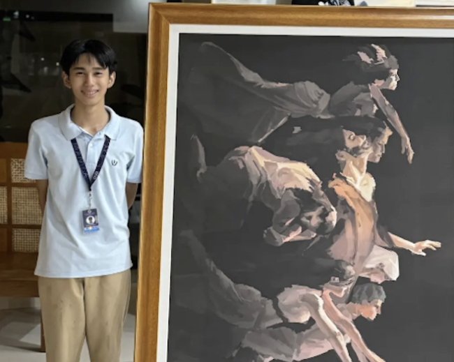 Josh Ong Ante and his 2025 artwork for the 2025 University Way of the Cross